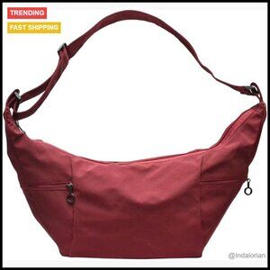 Water Repellent Nylon Crossbody Bag Slouchy Crescent Shoulder Hobo Purse